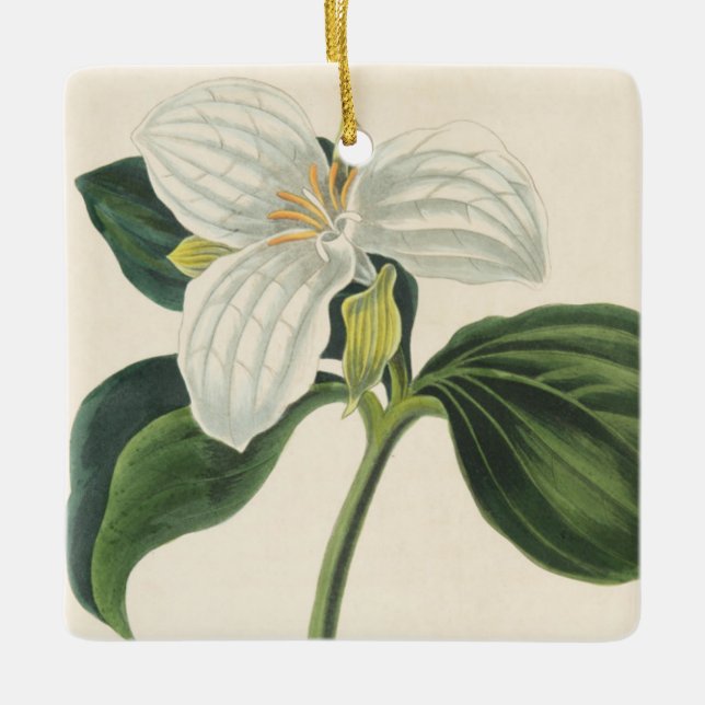 Großer geblühter Trillium Keramikornament (Vorderseite)