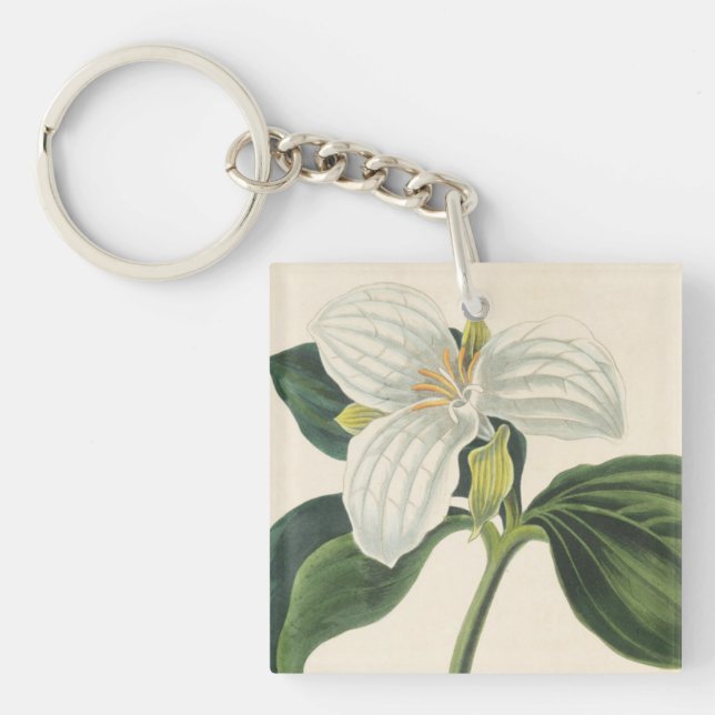 Großer geblühter Trillium Schlüsselanhänger (Vorderseite)