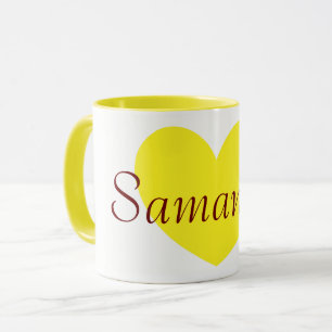 Großer gelber Herz-Druck-personalisierter Kaffee Tasse