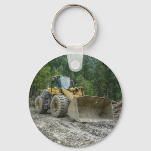 Großer gelber Planierraupen-Traktor-schwere Schlüsselanhänger