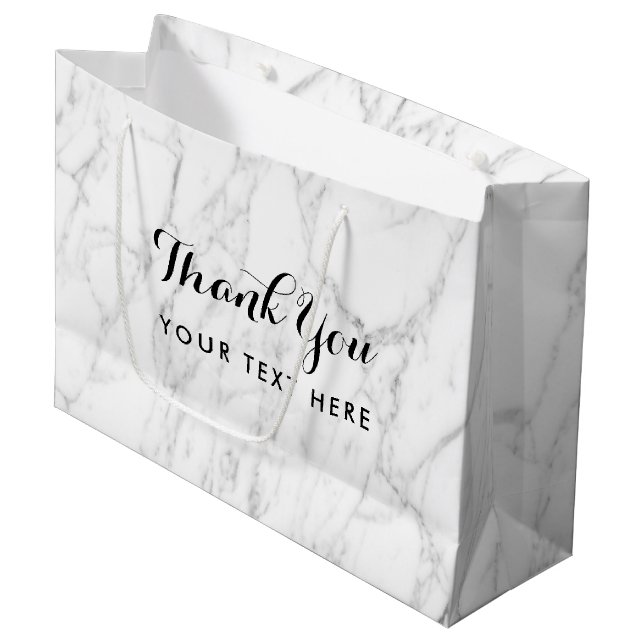 Großer, glänzender, weißer Marmor, kundenspezifisc Große Geschenktüte (Vorderseite Schrägansicht)