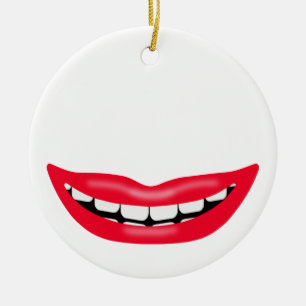 Großer glücklicher Mund Keramik Ornament