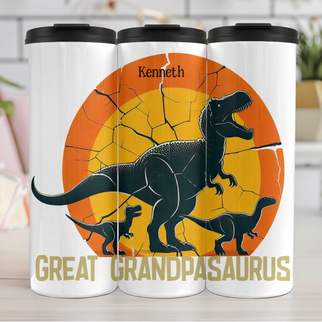Großer Grandpasaurus: Dino-Weisheit, Familiengruß Thermosbecher (Von Creator hochgeladen)