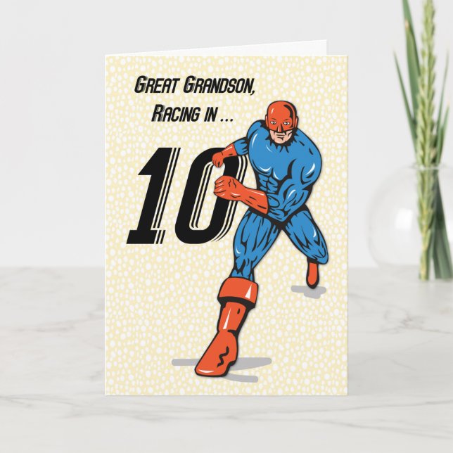 Großer Grandson 10. Geburtstag Superheld Karte (Vorderseite)