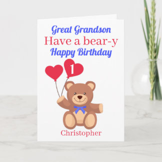 Großer Grandson 1. Bär y Geburtstag Karte