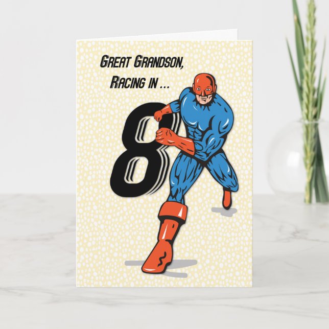 Großer Grandson 8. Geburtstag Superhero Karte (Vorderseite)