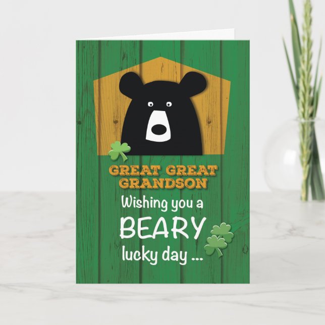 Großer Grandson-Bär am St. Patrick's Day Karte (Vorderseite)