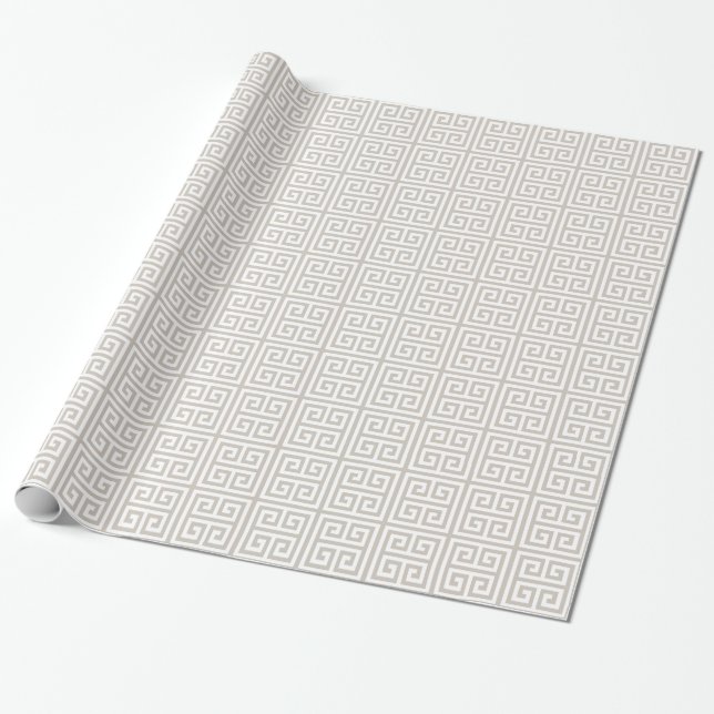 Großer griechischer Schlüsselleinendruck Geschenkpapier (Ungerollt)