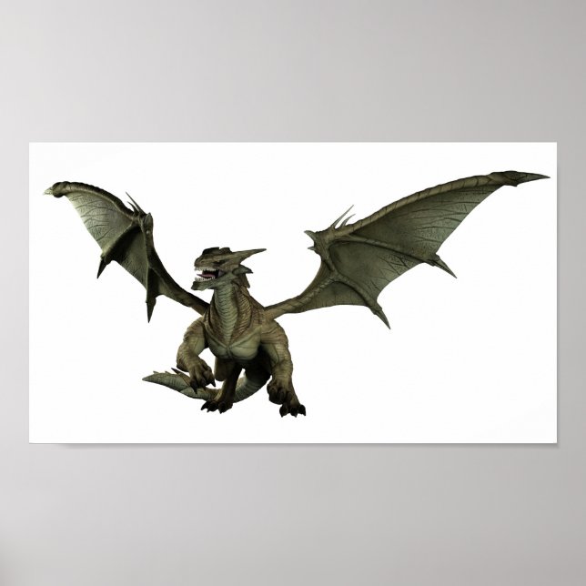 Großer Grüner Drache Poster (Vorne)