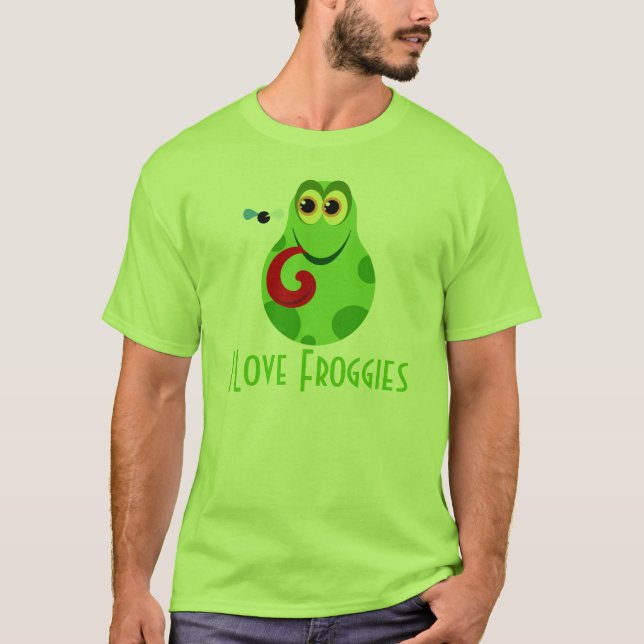 Großer grüner Frosch-Liebe-T - Shirt (Vorderseite)