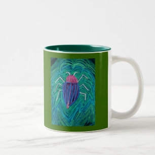 Großer grüner Käfer v Zweifarbige Tasse