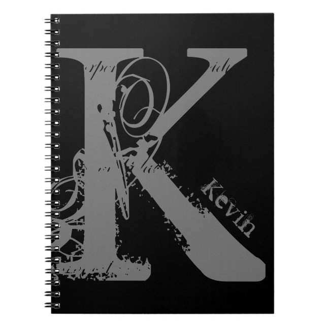 Großer Grunge Alphabet Brief K mit Namen Notizblock (Vorderseite)