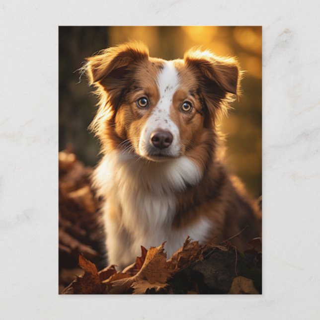 Großer Herbst Austrailian Shepherd Postkarte (Vorderseite)