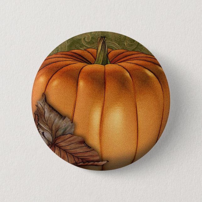 Großer Herbst-Kürbis Button (Vorderseite)