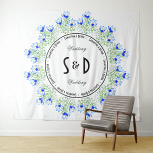 Großer Hochzeitsrückwand Blue Crocus Wandteppich