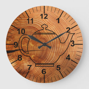 Grosser Holzeffekt Landküchenmauer Große Wanduhr