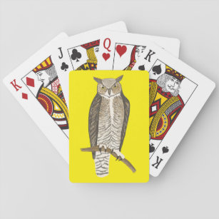 Großer Horned Owl Illustriert Fierce Bird Spielkarten