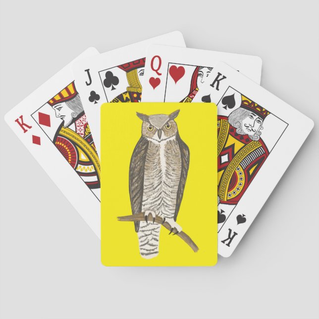 Großer Horned Owl Illustriert Fierce Bird Spielkarten (Rückseite)