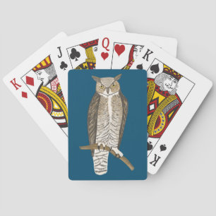 Großer Horned Owl Illustriert Fierce Bird Spielkarten