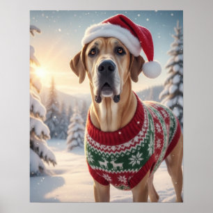 Großer Hund in gemütlichem Pullover in einer schne Poster