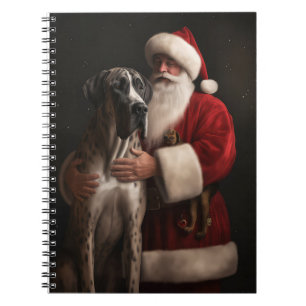 Großer Hund mit Weihnachtsmann Festive Weihnachten Notizblock