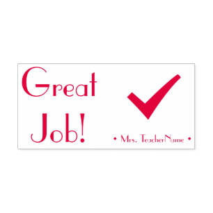 "Großer Job!" + Erzieher Name Gummi Briefmarke Permastempel