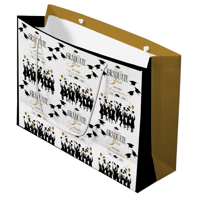 Großer Job, Graduate! Zeit zum Feiern des Party Große Geschenktüte (Vorderseite Schrägansicht)