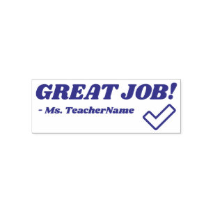 "GROSSER JOB!" + Name des Lehrers Rubber-Briefmark Permastempel