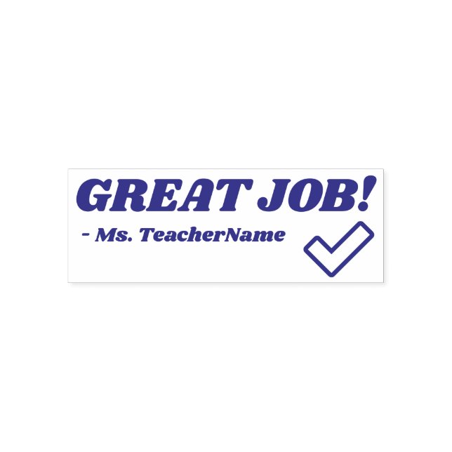 "GROSSER JOB!" + Name des Lehrers Rubber-Briefmark Permastempel (Design)