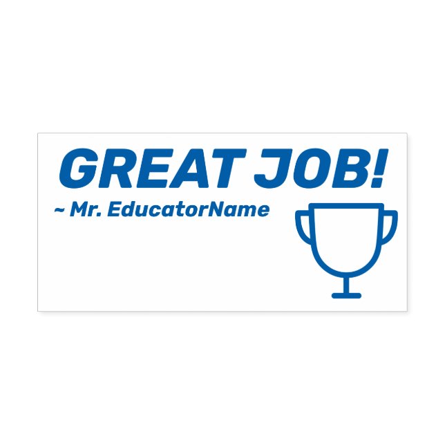 "GROSSER JOB!" + Name des Lehrers Rubber-Briefmark Permastempel (Design)