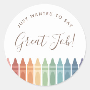 Großer Job Rainbow Crayon Lehrer Runder Aufkleber