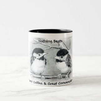 GROSSER KAFFEE, GROSSER GESPRÄCHCHICKADEE ZWEIFARBIGE TASSE