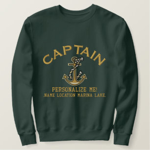 Großer Kapitän personalisiert es Anker Emboided Besticktes Sweatshirt