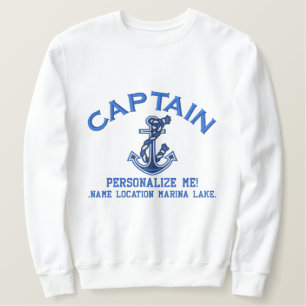 Großer Kapitän personalisiert es Anker Emboided Besticktes Sweatshirt