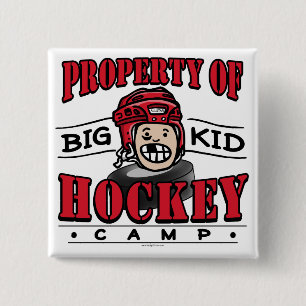 Großer KinderHockey-Lager-Rot-Sturzhelm Button