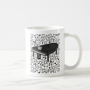 Großer Klavier mit Musikanmerkungen, Pianist Kaffeetasse