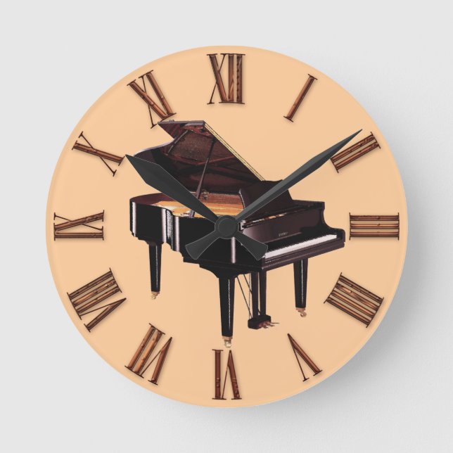 Großer Klaviermusik Lover-Uhr Runde Wanduhr (Vorderseite)