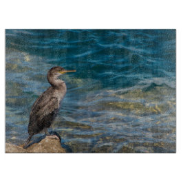 Großer Kormoran auf den Felsen Schneidebrett
