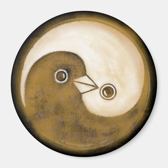 Grosser Kühlschrankmagnet mit goldenen YinYang-Fri (Vorne)