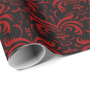 Großer, kühner Damast (Rot) Geschenkpapier