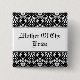 Großer, kühner Damast (Schwarz) (Hochzeit) Button