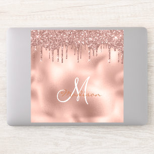 Großer Laptop-Aufkleber Rose Gold Monogramm Glitte Aufkleber