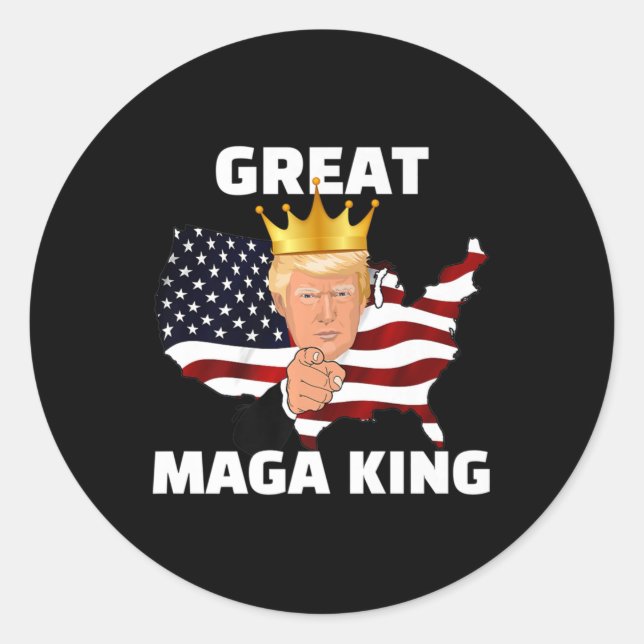 Großer MAGA King Runder Aufkleber (Vorderseite)