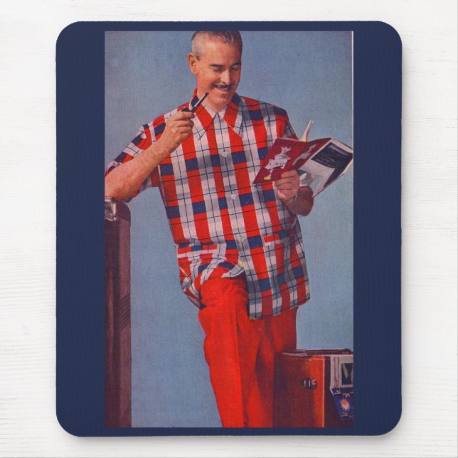großer Mann in Rot und kariert Mousepad (Vorne)