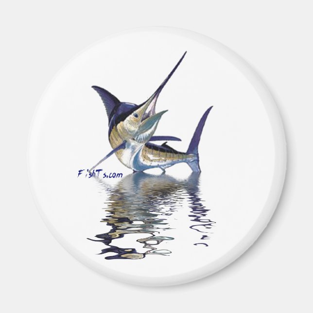 Großer Marlin mit Reflektion im Wasser Magnet (Vorne)