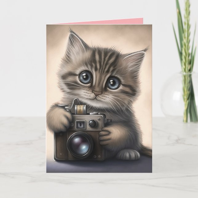 GROSSER MIT AUGEN NIEDLICHER KITTEN KATALENTINENTA KARTE (Vorderseite)