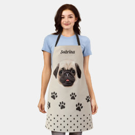 Großer Mops| Niedlicher Hund-Überdruckdruck Schürze