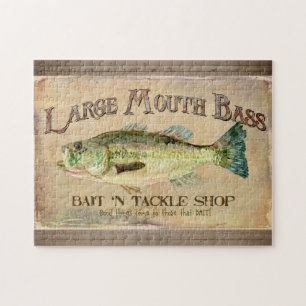 Großer Mund-Bass-Fischer-Kabinen-Holz-Bretter