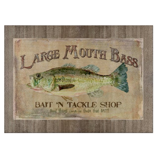Großer Mund-Bass-Fischer-Kabinen-Holz-Bretter Schneidebrett (Vorderseite)
