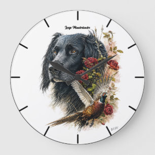 Großer Münsterländer mit Fasan Große Wanduhr